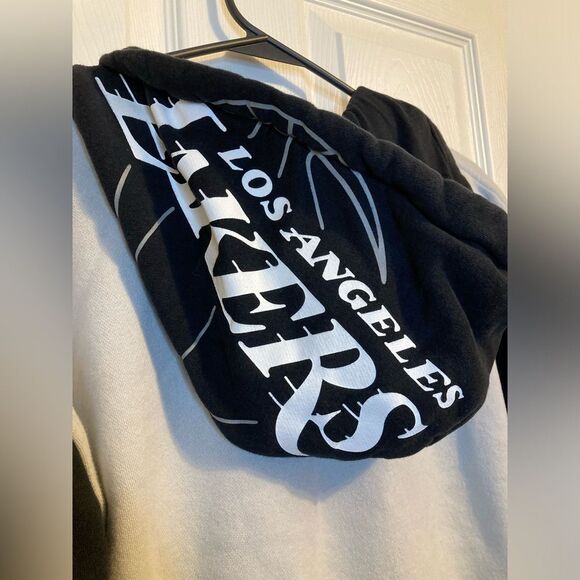 Los Angeles Lakers Black and White Hooded Varsity Jacket - Picture 5 of 7